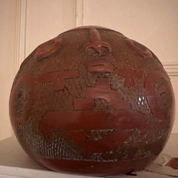 Terracotta Art Pottery Primitive Vase Handmade Collectible Native bull red rust - Picture 4 of 12